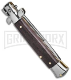 Frank B. 7.5" Italian Stiletto Palisander Wood Automatic Knife - Polish Bayonet -Knivesand Tools Shop Frank B. 8 Italian Stiletto Palisander Wood Automatic Knife Polish Bayonet BHQ 118535 LS Side large