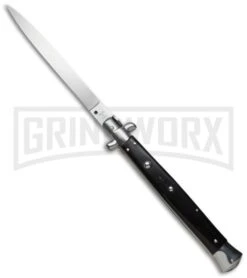 SKM 13" Italian Stiletto Dark Horn Automatic Knife - Flat Grind