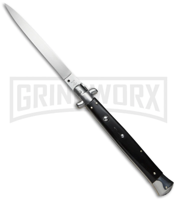 SKM 13" Italian Stiletto Dark Horn Automatic Knife - Flat Grind SKM 13" Italian Stiletto Dark Horn Automatic Knife - Flat Grind -Knivesand Tools Shop Frank b stilletos 13in dark horn flat large