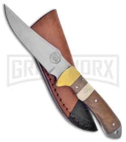 Frost Cutlery Chipaway Beaver Tail Hunter Walnut Fixed Blade Knife - Satin Plain