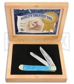 Frost Cutlery Greatest Dad Blue Bone Pocket Knife
