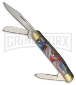 Frost Cutlery Hen & Rooster Mini Stockman Red/White/Blue Pocket Knife