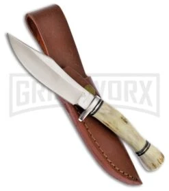 Frost Cutlery Small Bowie Stag Fixed Blade Knife - Satin Plain