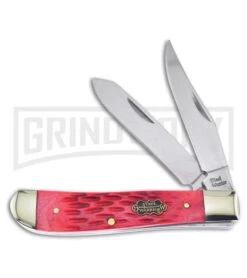 Frost Cutlery Steel Warrior Trapper Autumn Red Bone Pocket Knife