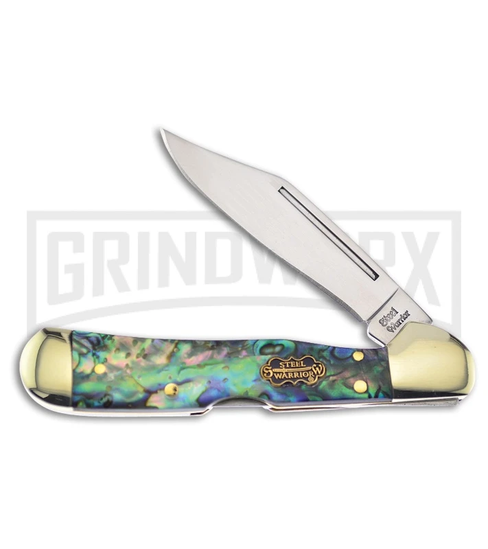 Frost Cutlery Steel Warrior Refraction Green Abalone Pocket Knife Frost Cutlery Steel Warrior Refraction Green Abalone Pocket Knife -Knivesand Tools Shop Frost Cutlery Steel Warrior refraction abalone BHQ 73249 er large