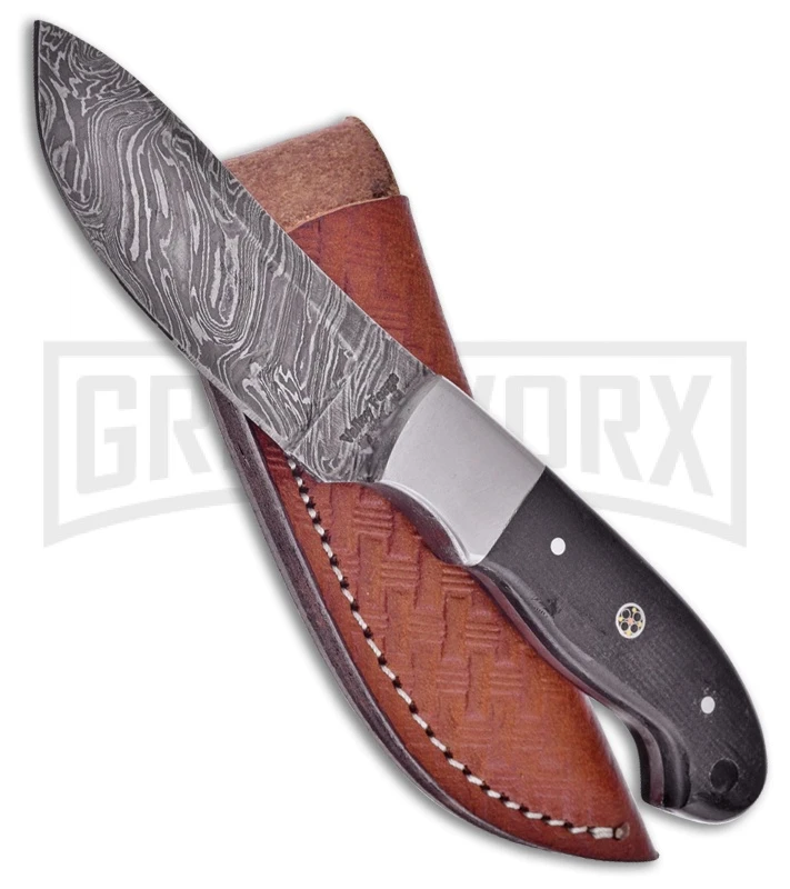 Frost Cutlery Valley Forge Weed-Out Black Micarta Fixed Blade Knife - Damascus Frost Cutlery Valley Forge Weed-Out Black Micarta Fixed Blade Knife - Damascus -Knivesand Tools Shop Frost Cutlery Valley Forge Weed Out Black Micarta Damascus BHQ 81248 er large
