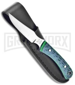 Frost Cutlery Hen & Rooster Caper Green Jig Bone Fixed Blade Knife - Satin Plain