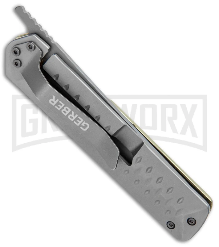 Gerber Ayako Green Aluminum Frame Lock Knife - Gray Plain Gerber Ayako Green Aluminum Frame Lock Knife - Gray Plain -Knivesand Tools Shop Gerber Ayako FL Green Aluminum Gray 30 001690 BHQ 105513 jr side large