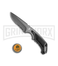 Gerber Knives Basic Black TacHide Fixed Blade Knife - Gray Serr -Knivesand Tools Shop Gerber Basic Knife Gray Serr 31 000367 BHQ 7379 jr bottlecap large