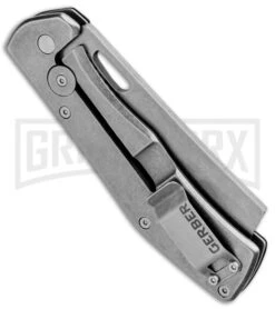 Gerber FlatIron Cleaver Dark Gray Aluminum Frame Lock Knife - SW Plain -Knivesand Tools Shop Gerber FlatIron Cleaver FL Black Aluminum SW 30 001494 BHQ 81134 jr side large
