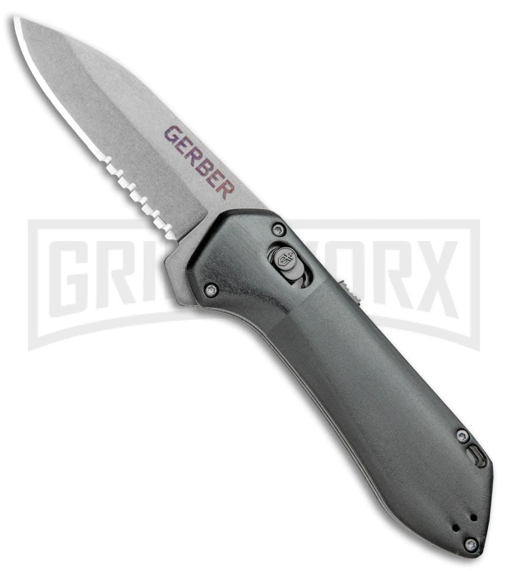 Gerber Highbrow Gray Al Compact A/O Spring Assisted Knife- Stonewash Serr Gerber Highbrow Gray Al Compact A/O Spring Assisted Knife- Stonewash Serr -Knivesand Tools Shop Gerber Highbrow Compact A O SA Gray SW Serr 30 001519N BHQ 94150 jr large