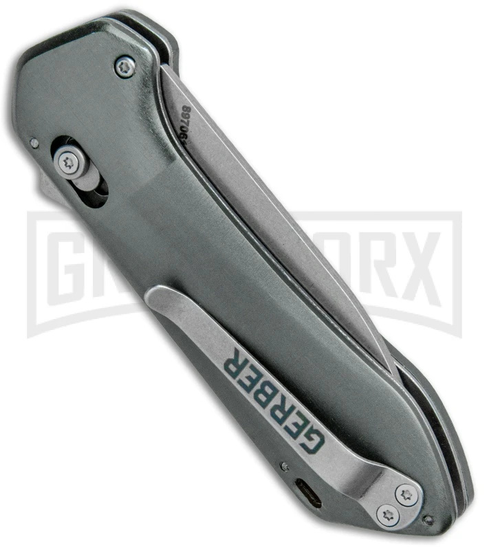 Gerber Highbrow Gray Al Compact A/O Spring Assisted Knife- Stonewash Serr Gerber Highbrow Gray Al Compact A/O Spring Assisted Knife- Stonewash Serr -Knivesand Tools Shop Gerber Highbrow Compact A O SA Gray SW Serr 30 001519N BHQ 94150 jr side large