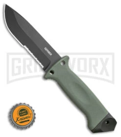 Gerber LMF II Infantry Green Fixed Blade Combat Knife - Black Serr 5 Gerber LMF II Infantry Green Fixed Blade Combat Knife - Black Serr -Knivesand Tools Shop Gerber LMF II Infantry Green Fixed Blade Combat Knife 4.84in Black Serr1626 BHQ 7150 LS Bottlecap large