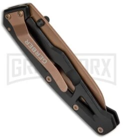 Gerber Paralite Black Folding Knife - Rose Plain -Knivesand Tools Shop Gerber Paralite FL Black Rose 30 001344 BHQ 67406 jr side large