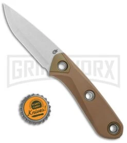 Gerber Principle Brown Rubber Fixed Blade Knife - Stonewash 420HC -Knivesand Tools Shop Gerber Principle Brown Rubber SW 30 001657 BHQ 105505 jr bottlecap large