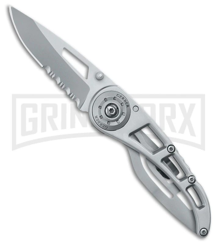 Gerber Ripstop I Gray Stainless Steel Frame Lock Knife - Bead Blast Serr Gerber Ripstop I Gray Stainless Steel Frame Lock Knife - Bead Blast Serr -Knivesand Tools Shop Gerber Ripstop I Bead Blast BHQ 48777 er large