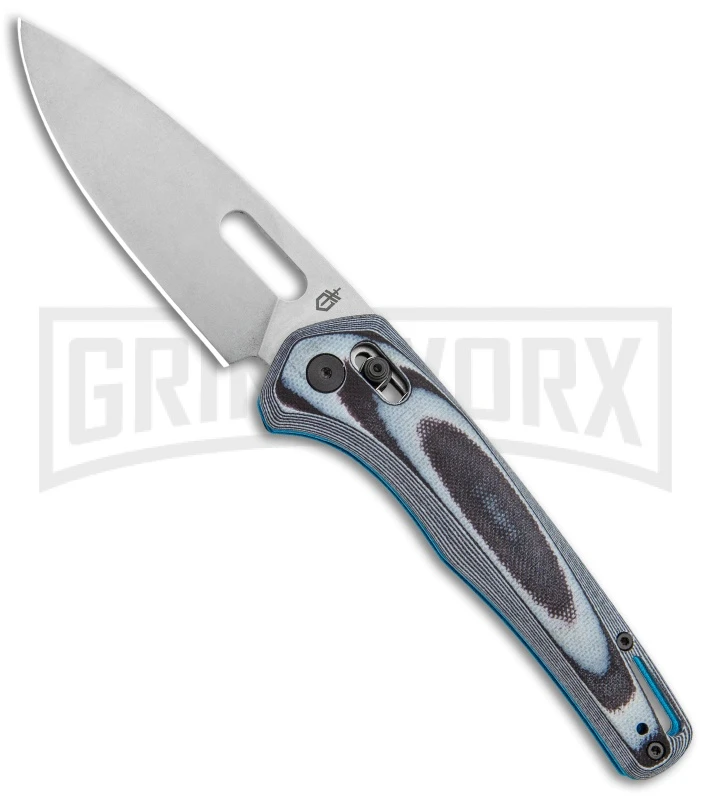 Gerber Sumo Black/White/Cyan G-10 Pivot Lock Knife - Stonewash Plain Gerber Sumo Black/White/Cyan G-10 Pivot Lock Knife - Stonewash Plain -Knivesand Tools Shop Gerber Sumo Pivot Lock Black White Cyan G 10 SW BHQ 105527 jr large