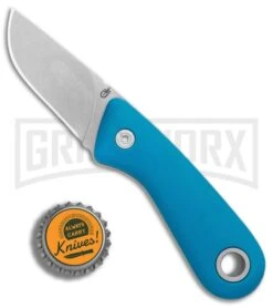 Gerber Vertebrae Cyan Blue GFN Fixed Blade Knife - Satin Plain -Knivesand Tools Shop Gerber Vertebrae Cyan Blue Satin BHQ 81308 er bottlecap large