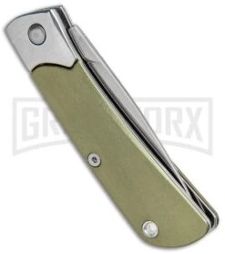 Gerber Wingtip Green GFN Slip Joint Pocket Knife - Satin Plain -Knivesand Tools Shop Gerber Wingtip SJ Green Satin 30 001701 BHQ 94161 jr side large