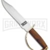 Tallen CSA D-Guard Bowie Brown Wood Fixed Blade Knife - Satin Plain -Knivesand Tools Shop Grindworx D guard bowie brown wood satin BP 28663 jr large