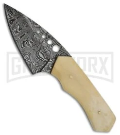 Tallen Petal White Bone Fixed Blade Knife - Damascus Plain