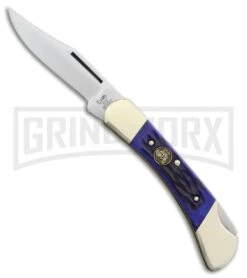 Hen & Rooster Lockback Blue Jig Bone Pocket Knife