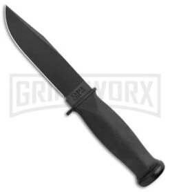 Ka-Bar Mark I Knife Black Kraton Handle - Black Plain