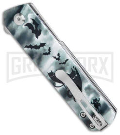 Kansept Knives Foosa G-10 W/ Bat/Cat Print Folding Knife - Stonewash Plain -Knivesand Tools Shop Kansept Knives Foosa Cat and Bat Satin BHQ 138086 jr side large