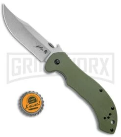Kershaw Emerson CQC-10K Frame Lock Knife OD Green G-10 Stonewash -Knivesand Tools Shop Kershaw CQC 10K FL OD Green G 10 SW 6030 BHQ 52196 jr bottlecap large