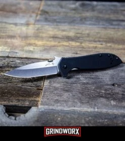 Kershaw Emerson CQC-6K Black G-10 Folding Knife - Stonewash Plain D2 -Knivesand Tools Shop Kershaw Emerson CQC 6K Knife Stonewash 6034 BHQ21426 kp wood web large 1