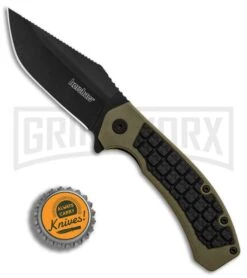 Kershaw Faultline Liner Lock Knife Green/Black GFN Black 8760 -Knivesand Tools Shop Kershaw Faultline Green Black GFN black BHQ 81280 er bottlecap large