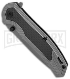 Kershaw Fringe A/O Frame Lock Knife Gray SS/Carbon Fiber 3" Gray Drop Point -Knivesand Tools Shop Kershaw Fringe AO Gray SS Carbon Fiber Gray BHQ 80593 er spine large
