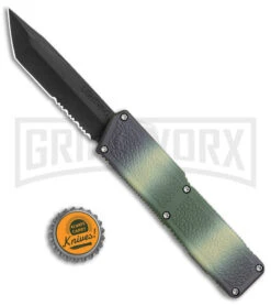 Lightning Camo D/A OTF Automatic Knife - Tanto Black Serr -Knivesand Tools Shop LIghtning Camo DA OTF Auto Tanto Black Serr GX 39052 jr bottlecap large