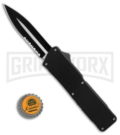 Lightning Black D/A OTF Automatic Knife - Dagger Two-Tone Serr -Knivesand Tools Shop Lightning Black DA Dagger Two Tone Serr BP 30335 er bottlecap large