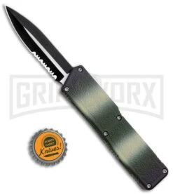 Lightning Camo D/A OTF Automatic Knife - Dagger Two-Tone Serrated -Knivesand Tools Shop Lightning Camo DA OTF Auto TT Serr Dagger GX 30812 jr bottlecap large