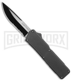 Lightning Gray D/A OTF Automatic Knife - Two-Tone Serr