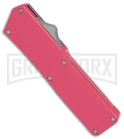 Lightning Pink D/A OTF Automatic Knife - Satin Serr -Knivesand Tools Shop Lightning Pink DA Satin Serr BP 27492 er spine large