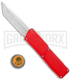 Lightning Red D/A OTF Automatic Knife - Tanto Satin -Knivesand Tools Shop Lightning Red DA OTF Auto Tanto Satin GX 34379 jr bottlecap large