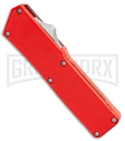 Lightning Red D/A OTF Automatic Knife - Tanto Satin -Knivesand Tools Shop Lightning Red DA OTF Auto Tanto Satin GX 34379 jr spine large