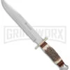 Linder Arkansas Toothpick Bowie Brown/White Fixed Blade Knife - Polished Plain -Knivesand Tools Shop Linder Arkansas Toothpick Bowie Fixed Blade Stag Polished GX 9094 jr large