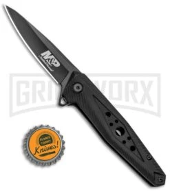 M&P U.G. Black Rubber Folding Knife - Black Plain -Knivesand Tools Shop MP U.G. LL Black Rubber Black 1100074 BHQ 93643 jr bottlecap large