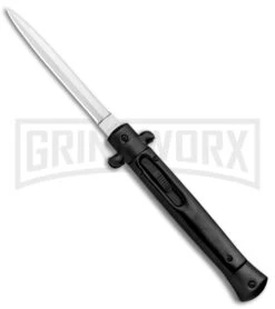 Mago 11" Black Italian Stiletto OTF Automatic Knife - Satin Dagger