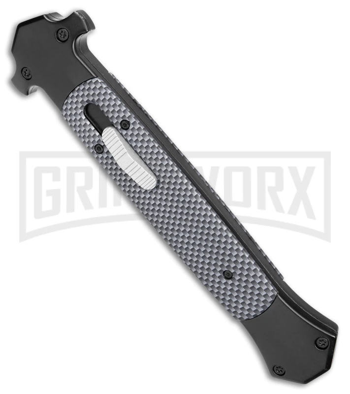 Mago 13" Sim CF/ Black D/A Italian Stiletto OTF Knife - Satin Plain Bayo Mago 13" Sim CF/ Black D/A Italian Stiletto OTF Knife - Satin Plain Bayo -Knivesand Tools Shop Mago 13in Sim CF Black DA Italian Stiletto OTF Satin Bayo GX 39629 jr spine large