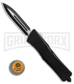 Night Bird D/A OTF Automatic Knife Smooth Black Handle - Dagger Black Plain -Knivesand Tools Shop Night Bird DA OTF smooth black handle dagger black plain BP 26476 er bottlecap large