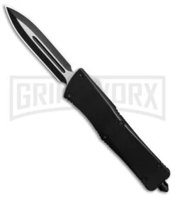 Night Bird D/A OTF Automatic Knife Smooth Black Handle - Dagger Black Plain