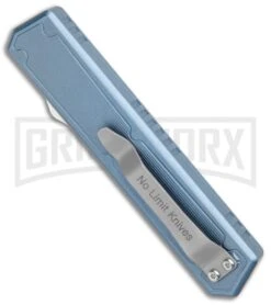 No Limit Knives Vanga Red/Blue OTF Automatic Knife - Tanto Satin Plain -Knivesand Tools Shop No Limit Knives Vanga Tanto DA OTF Auto Red Blue Satin BHQ 102508 jr side large