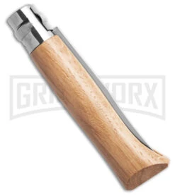 Opinel Knives No. 8 Oak Folding Knife - Stainless Steel -Knivesand Tools Shop Opinel Knives No. 8 Stainless Steel Knife Oak 3in Satin BHQ 20448 td side large