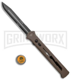 Paragon Estiletto Dark Earth Bolt Automatic OTF Knife - Black Clip Point -Knivesand Tools Shop Paragon Estiletto CP OTF Auto Dark Earth Lightning Bolt Black EST CP LB FDE B DE BHQ 134551 jr bottlecap large