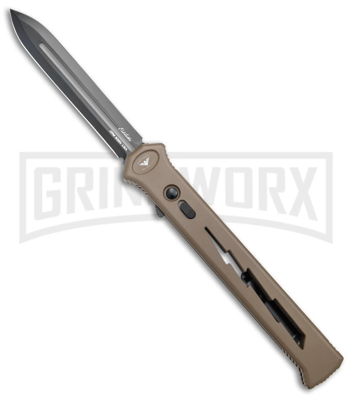 Paragon Estiletto Dark Earth Bolt Automatic OTF Knife - Black Spear Point Paragon Estiletto Dark Earth Bolt Automatic OTF Knife - Black Spear Point -Knivesand Tools Shop Paragon Estiletto SP OTF Auto Black Lightning Bolt Dark Earth Black BHQ 137456 jr large