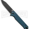 QSP Mamba V2 Blue Micarta Flipper Folding Knife - Black Stonewash Plain -Knivesand Tools Shop QSP Knife Mamba V2 Blue Micarta Black SW BHQ 144647 jr large